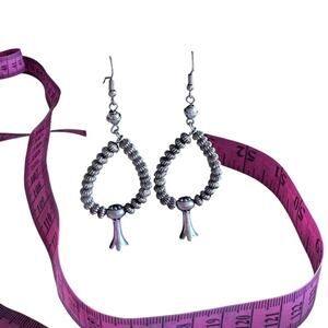Southwestern Silver beaded rattler hoop earrings